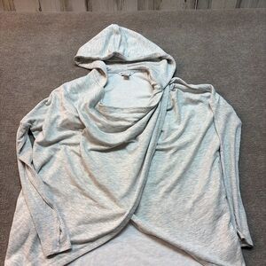 Athleta Wrap Front Hooded Top XS Lightweight Gray Athleisure 1935